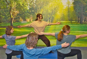 Patientengruppe der Schmerztherapie bei einer Pilates-Übung